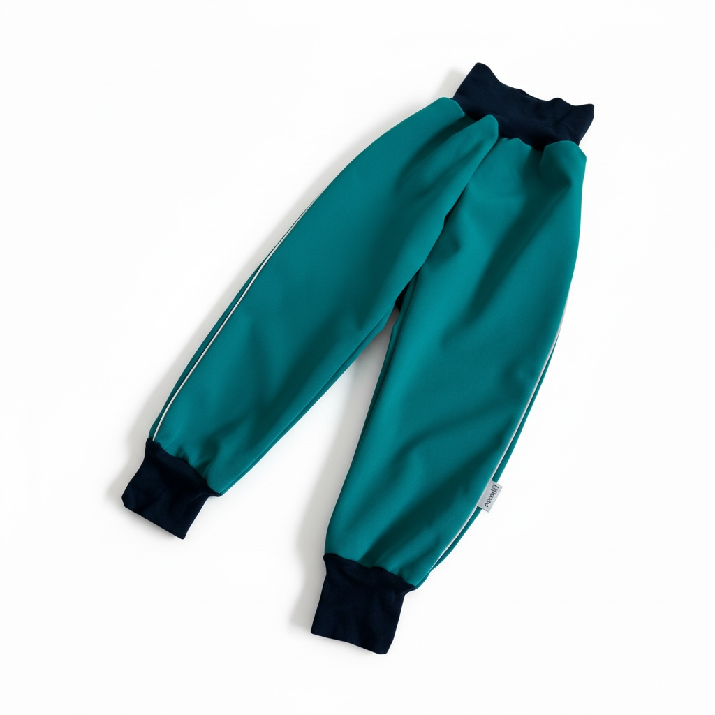 Spodnie softshell dziecięce - rosnące - szmaragdowe