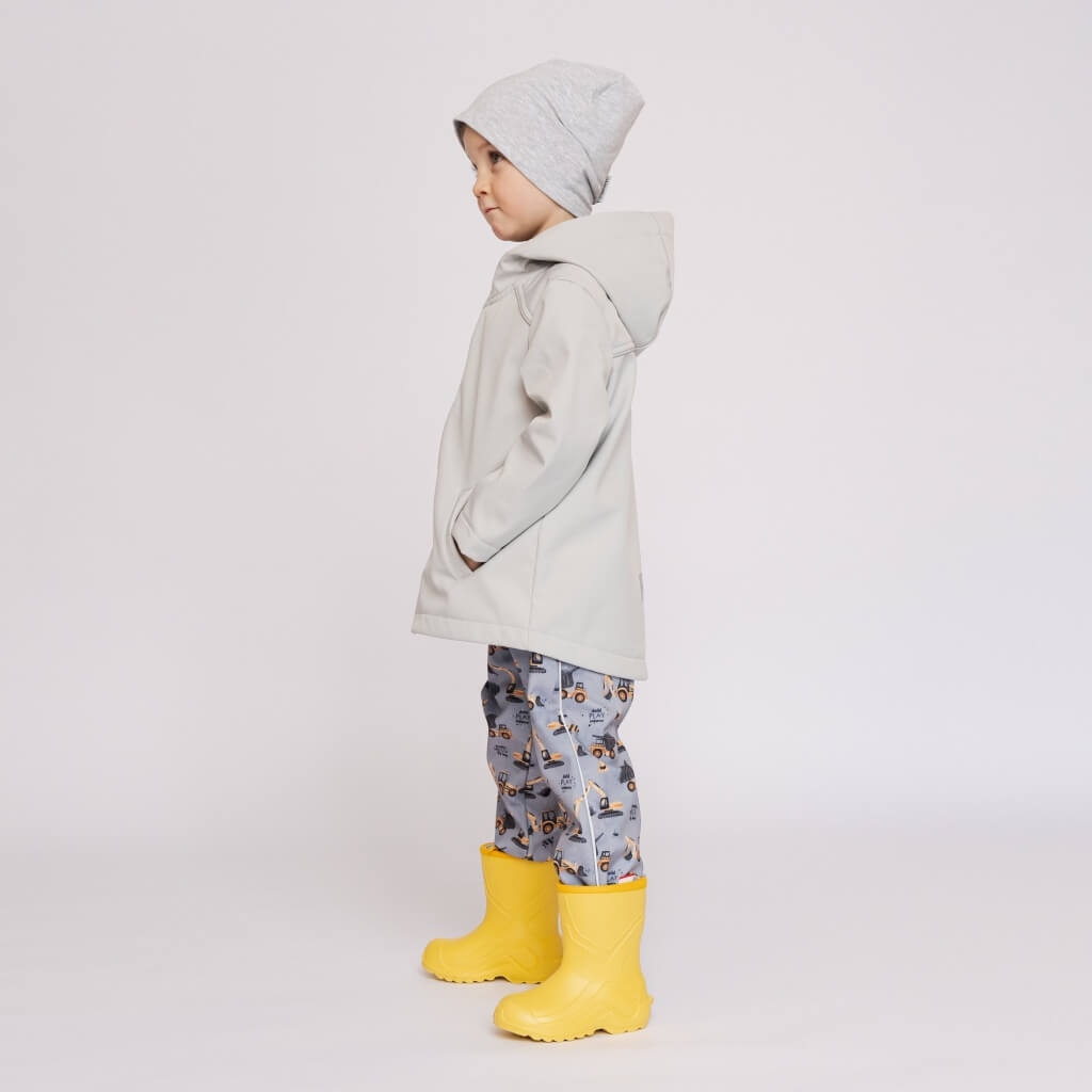 Spodnie softshell dziecięce - rosnące - koparki
