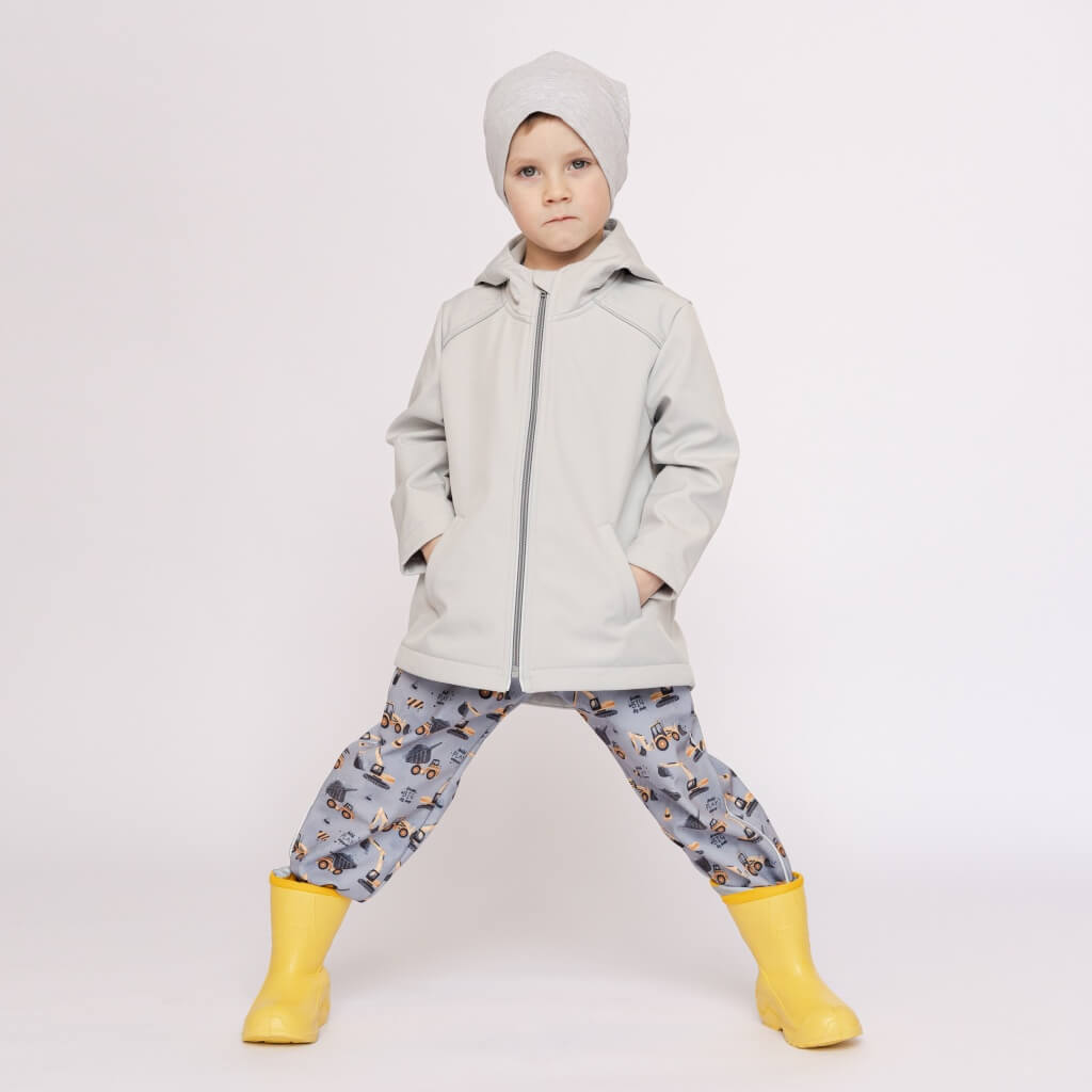 Spodnie softshell dziecięce - rosnące - koparki