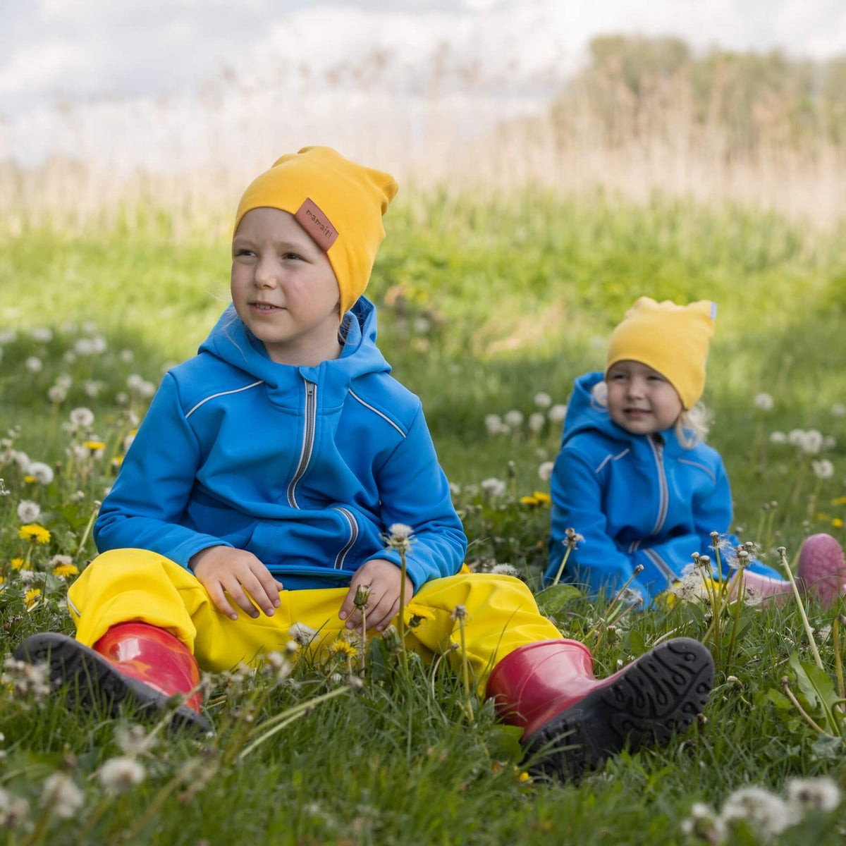 Spodnie softshell dziecięce - rosnące - żółte
