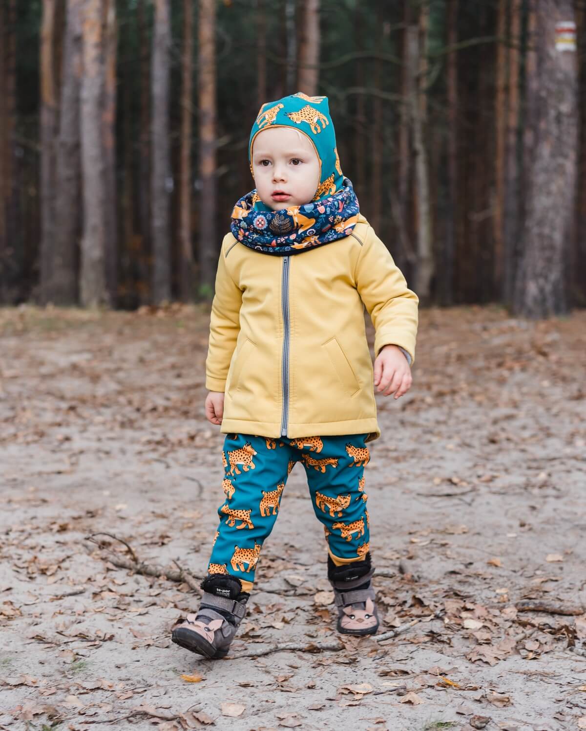 Spodnie softshell dziecięce - rysie (dostępne od ręki)