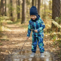 Spodnie softshell dziecięce na deszcz Lazurowe Liście Mamaiti